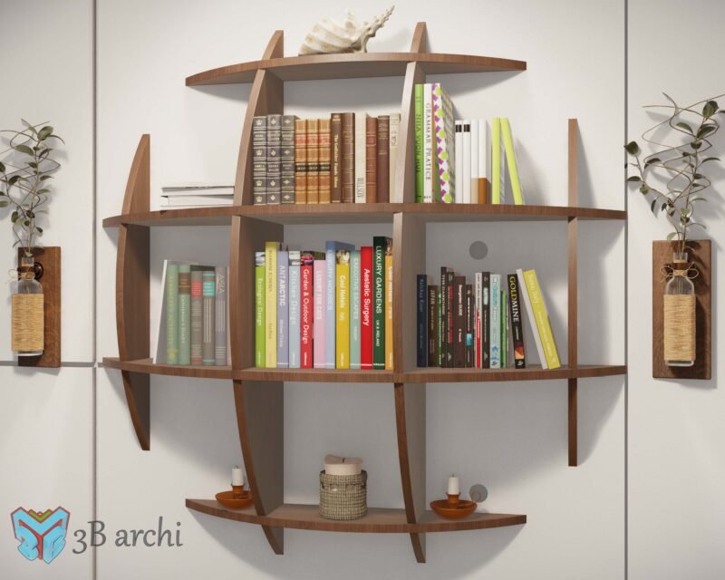 Sphere Bookshelf, Parametric waffle shelf, Hemispherical Shelf, Wall Bookshelf, Waffle shelf, Wall Decoration, Parametric Wall Shelf, vector