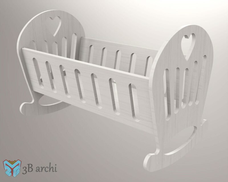 Plywood doll cradle, Baby doll cradle, Little toy Cradle vector file, bed for dolls, Wooden cradle for babies, Wood Toy Plan, Vector files