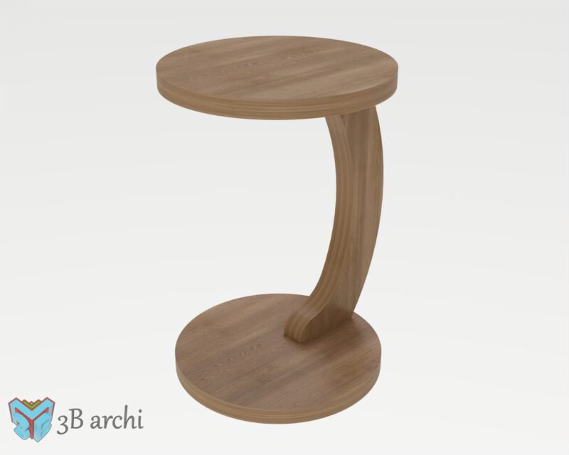 C Shape Round Side Table, Side Table for Living Room, Modern wooden furniture, CNC interior furniture, Vector dxf, CNC milling, Dxf template