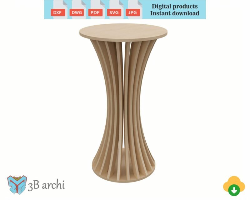 Round Cocktail Table, Parametric coffee table, Bar Height Pub Table, Cocktail Table plan, CNC round Table, Dxf plans, Vector files, CNC cut
