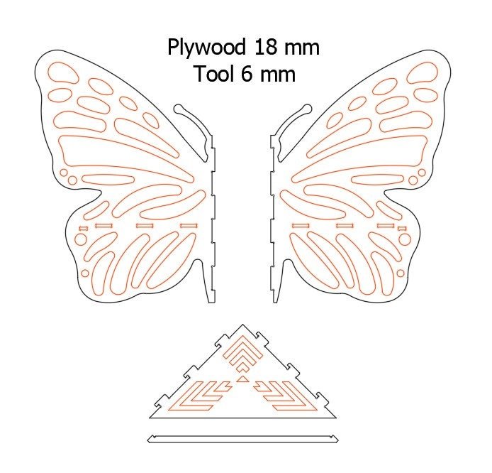 Butterfly bench, chair for birthday backdrop: CNC Router Files (Digital Download) - Image 6