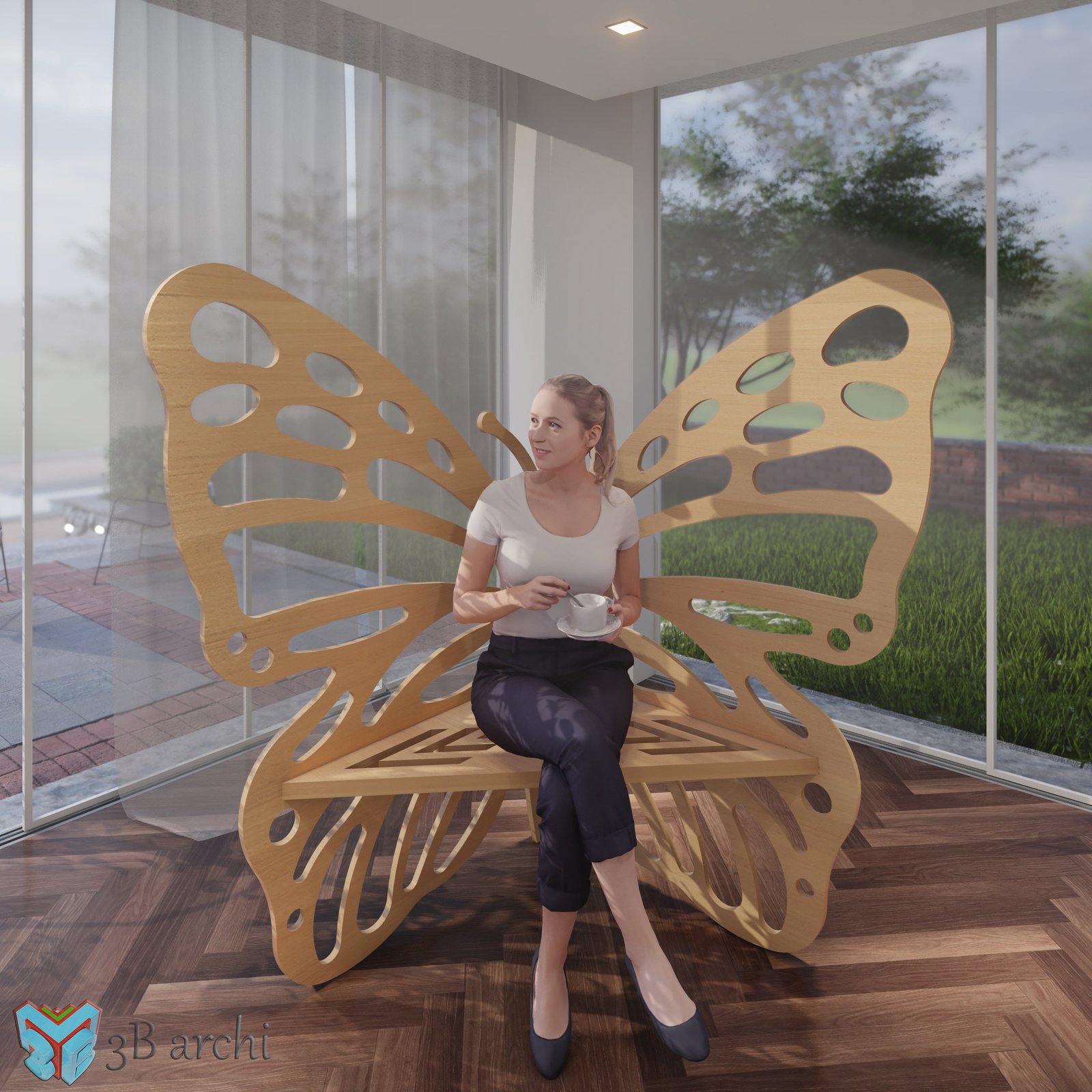 Butterfly bench, chair for birthday backdrop: CNC Router Files (Digital Download) - Image 9