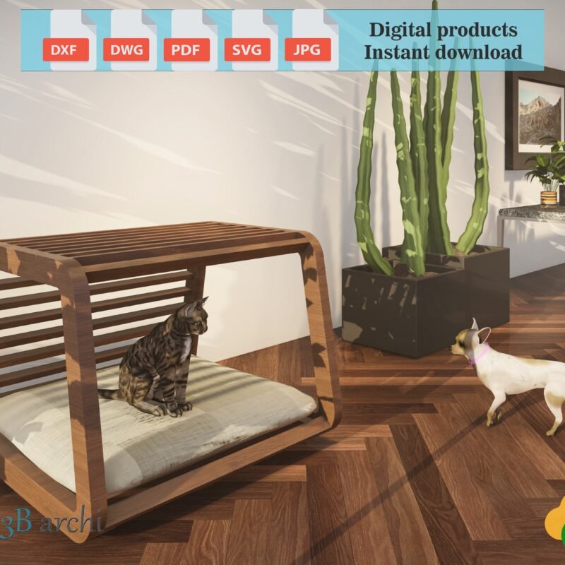 Modern Plywood Pet House: CNC DXF File (Digital Download)
