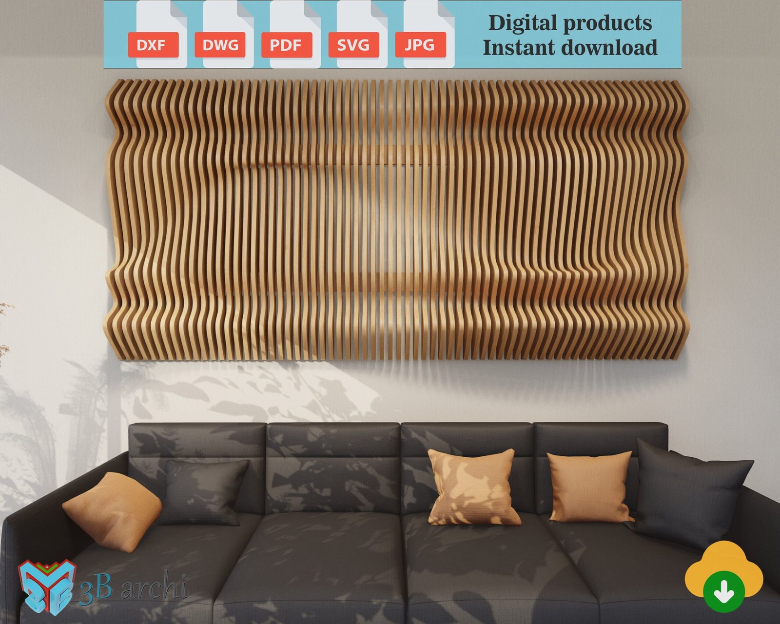 Parametric Wave Wall CNC Plans: Modern Interior Design (Digital File) - Image 3
