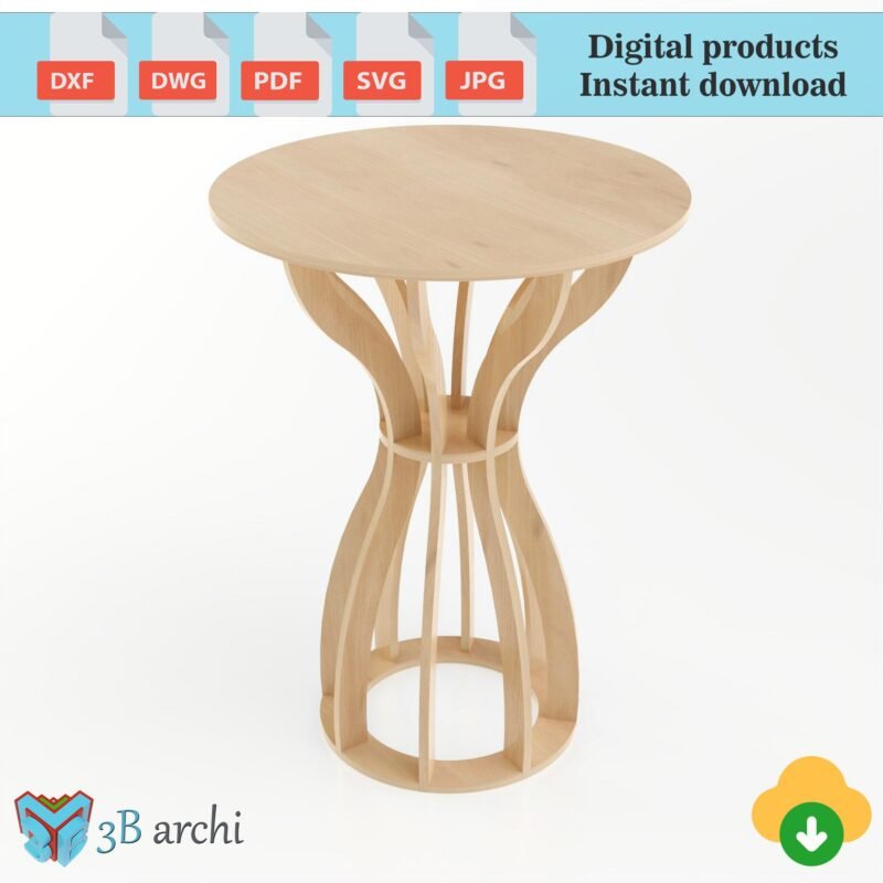 Parametric Cocktail Table CNC Plan: Plywood Round Table (Digital Download)