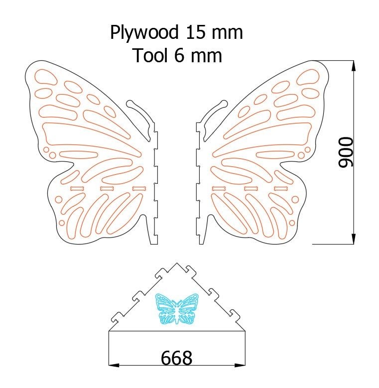Butterfly bench, chair for birthday backdrop: CNC Router Files (Digital Download) - Image 7