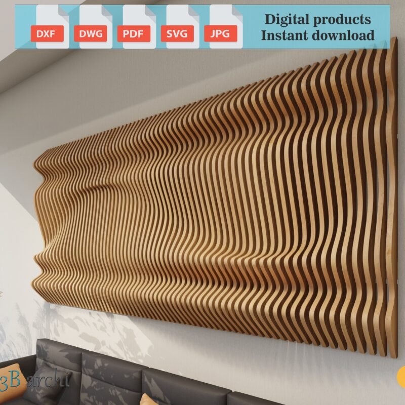 Parametric Wave Wall CNC Plans: Modern Interior Design (Digital File)