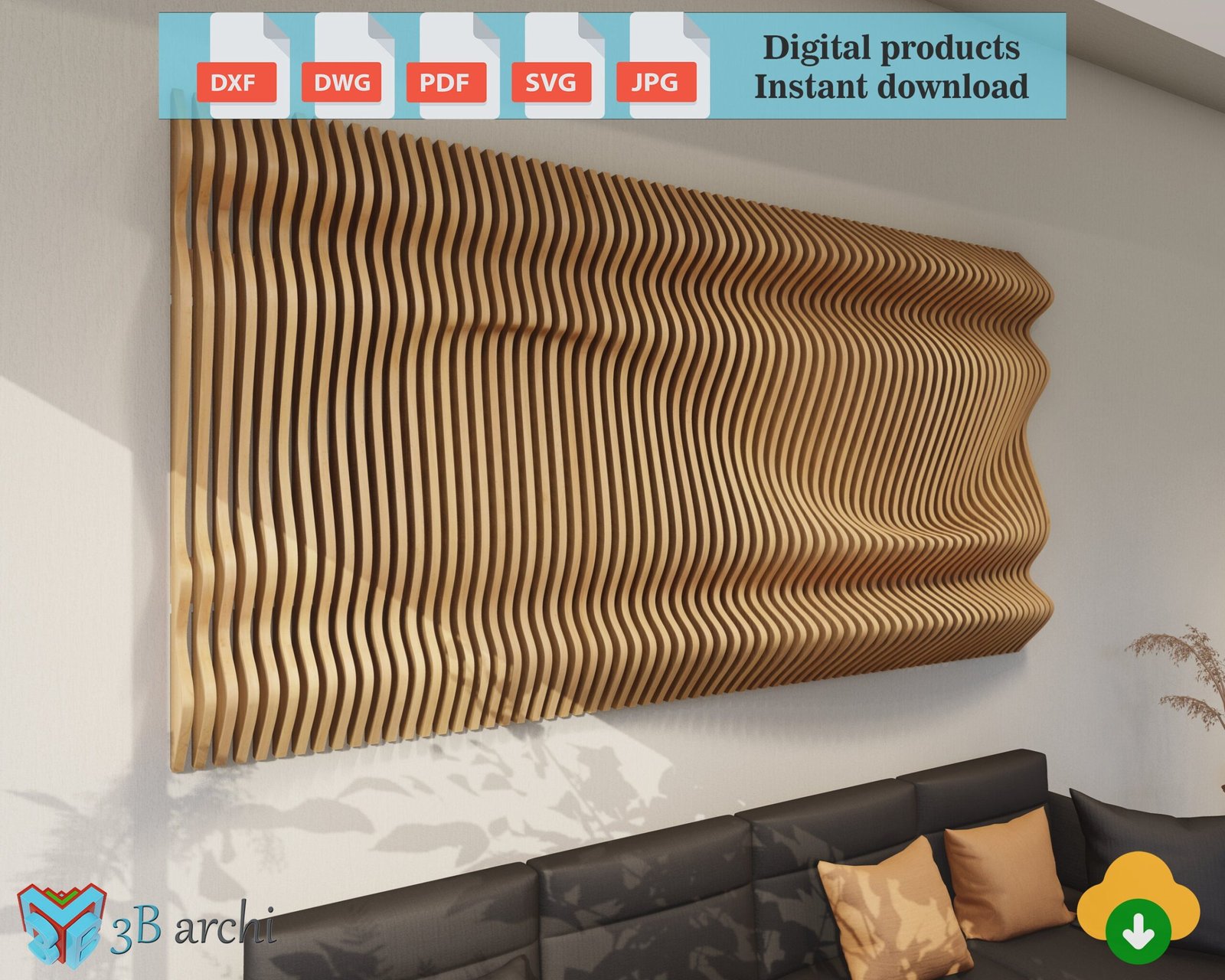 Parametric Wave Wall CNC Plans: Modern Interior Design (Digital File) - Image 2