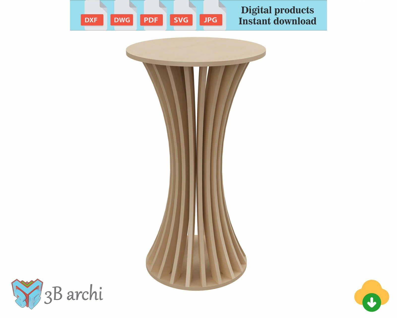 CNC Round Table DXF Plan: Slat Pedestal Design (Digital Download) - Image 2