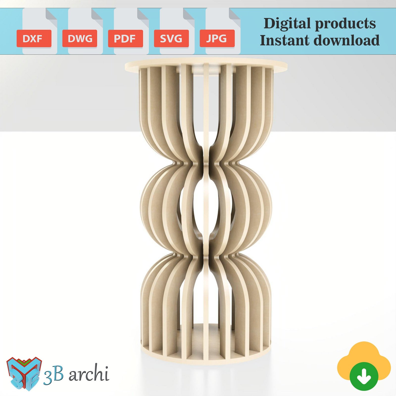 Parametric Cocktail Table CNC DXF Plans: Bar Height Pub Table (Digital File) - Image 3