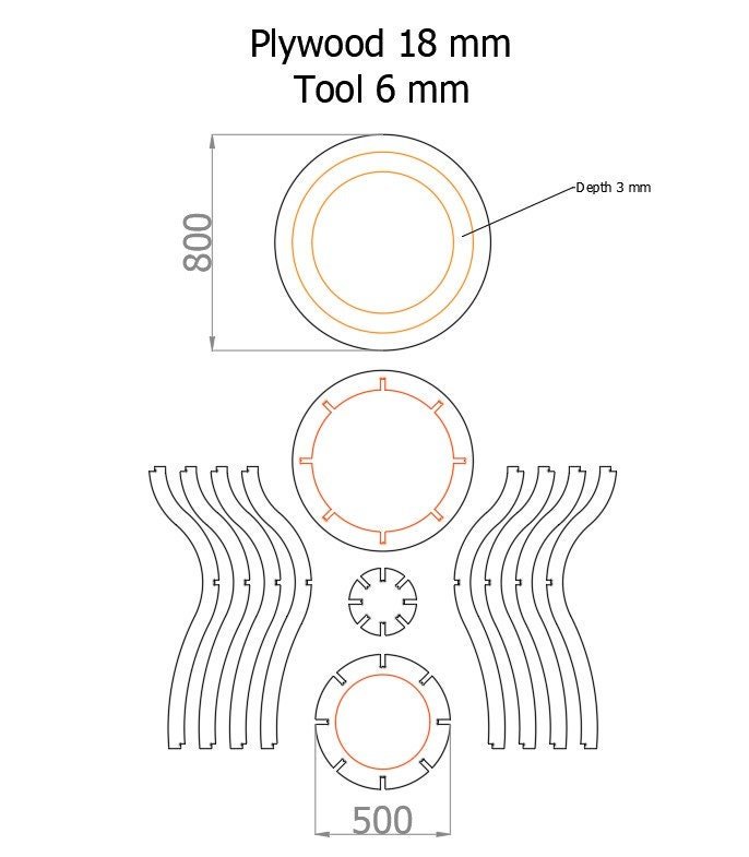 Parametric Cocktail Table CNC Plan: Plywood Round Table (Digital Download) - Image 5