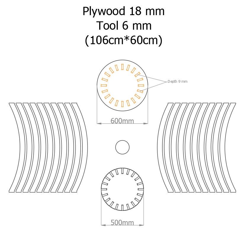 CNC Round Table DXF Plan: Slat Pedestal Design (Digital Download) - Image 5
