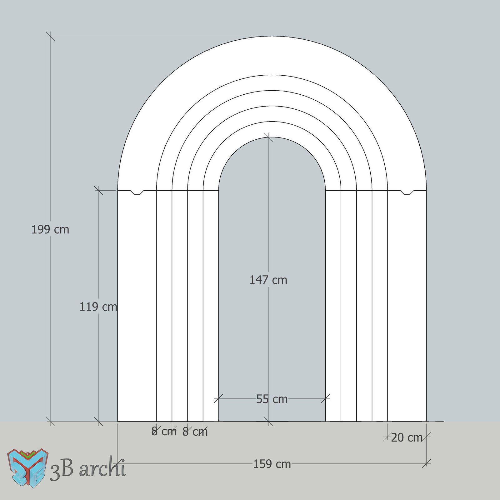 Rainbow Arch Backdrop CNC Plan: Wedding Ripple Arch DXF Template (Digital Product) - Image 4