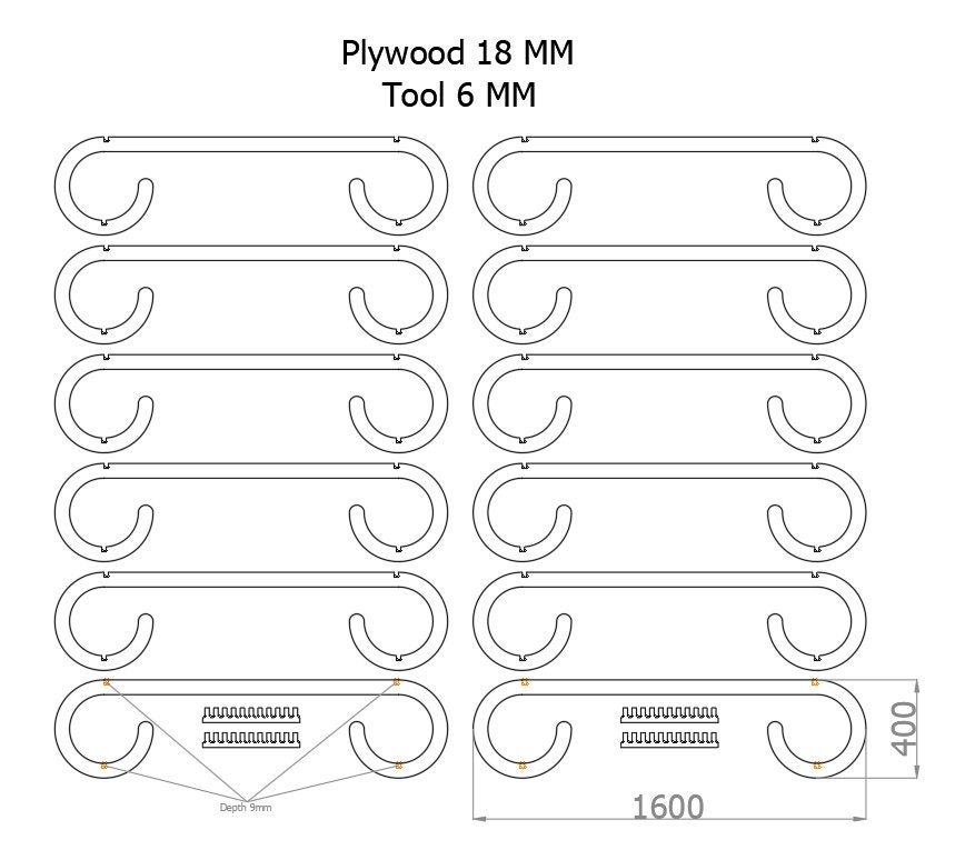 Modern parametric bench, Parametric bench plan, parametric bench design, CNC interior furniture, Vector dxf, CNC milling, Modern furniture - Image 6