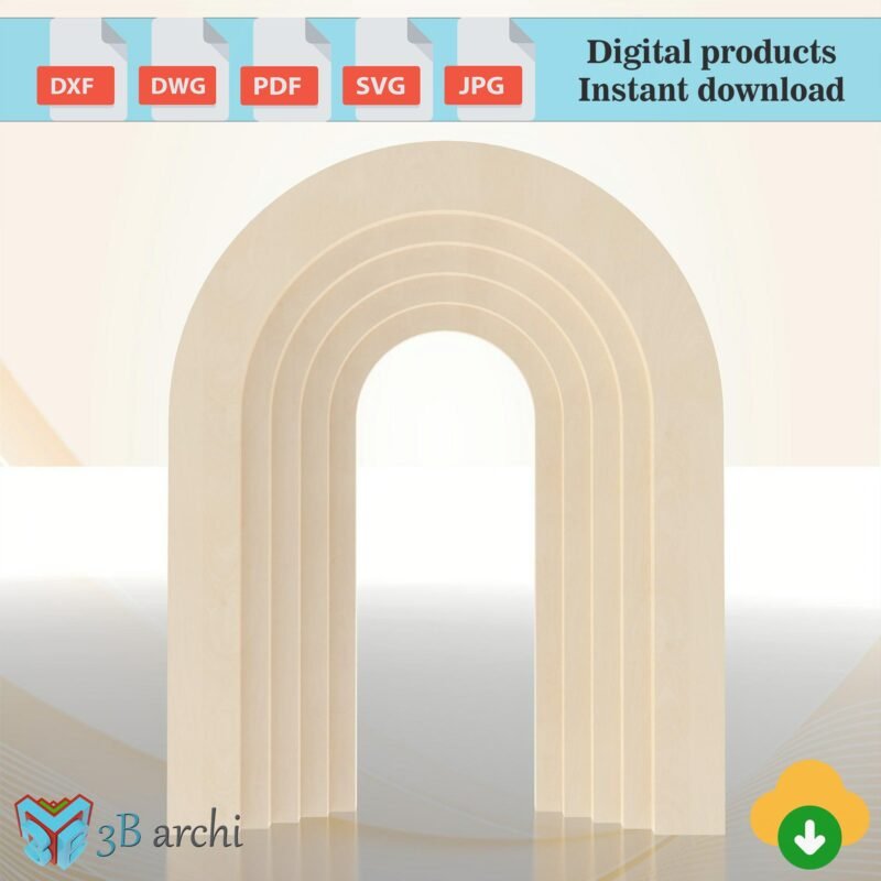 Rainbow Arch Backdrop CNC Plan: Wedding Ripple Arch DXF Template (Digital Product)