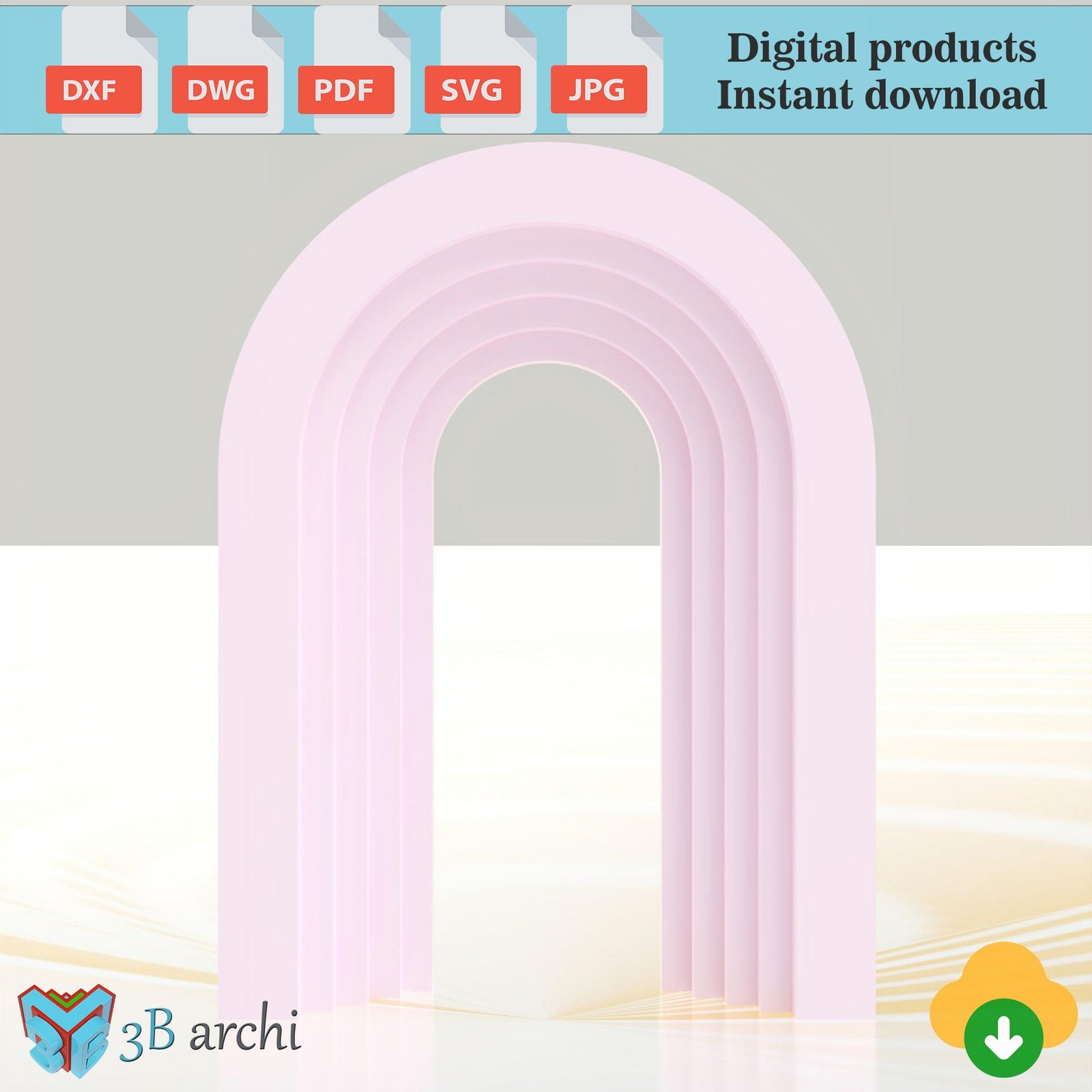 5 layers 3D arch backdrop, For Weddings, Arch Backdrop plans, CNC Backdrop Arch, Custom Furniture, DIY plan, Dxf template, CNC project files - Image 2