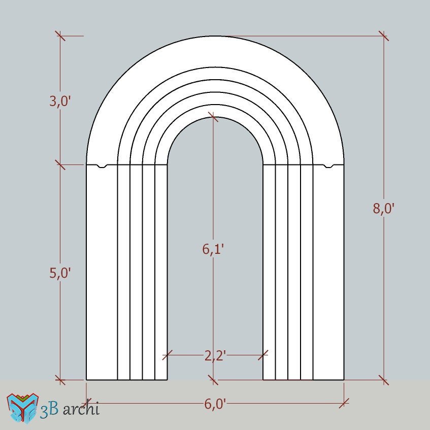 5 layers 3D arch backdrop, For Weddings, Arch Backdrop plans, CNC Backdrop Arch, Custom Furniture, DIY plan, Dxf template, CNC project files - Image 4
