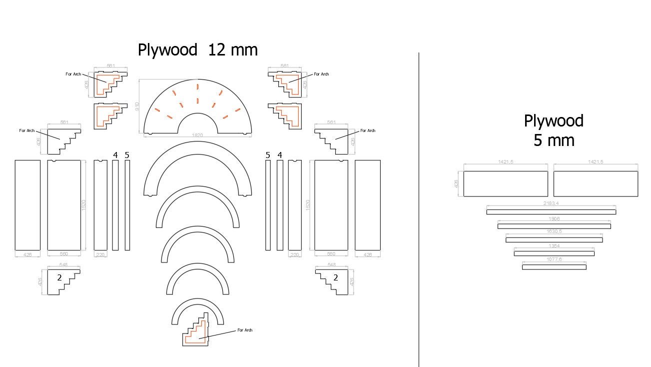 5 layers 3D arch backdrop, For Weddings, Arch Backdrop plans, CNC Backdrop Arch, Custom Furniture, DIY plan, Dxf template, CNC project files - Image 8