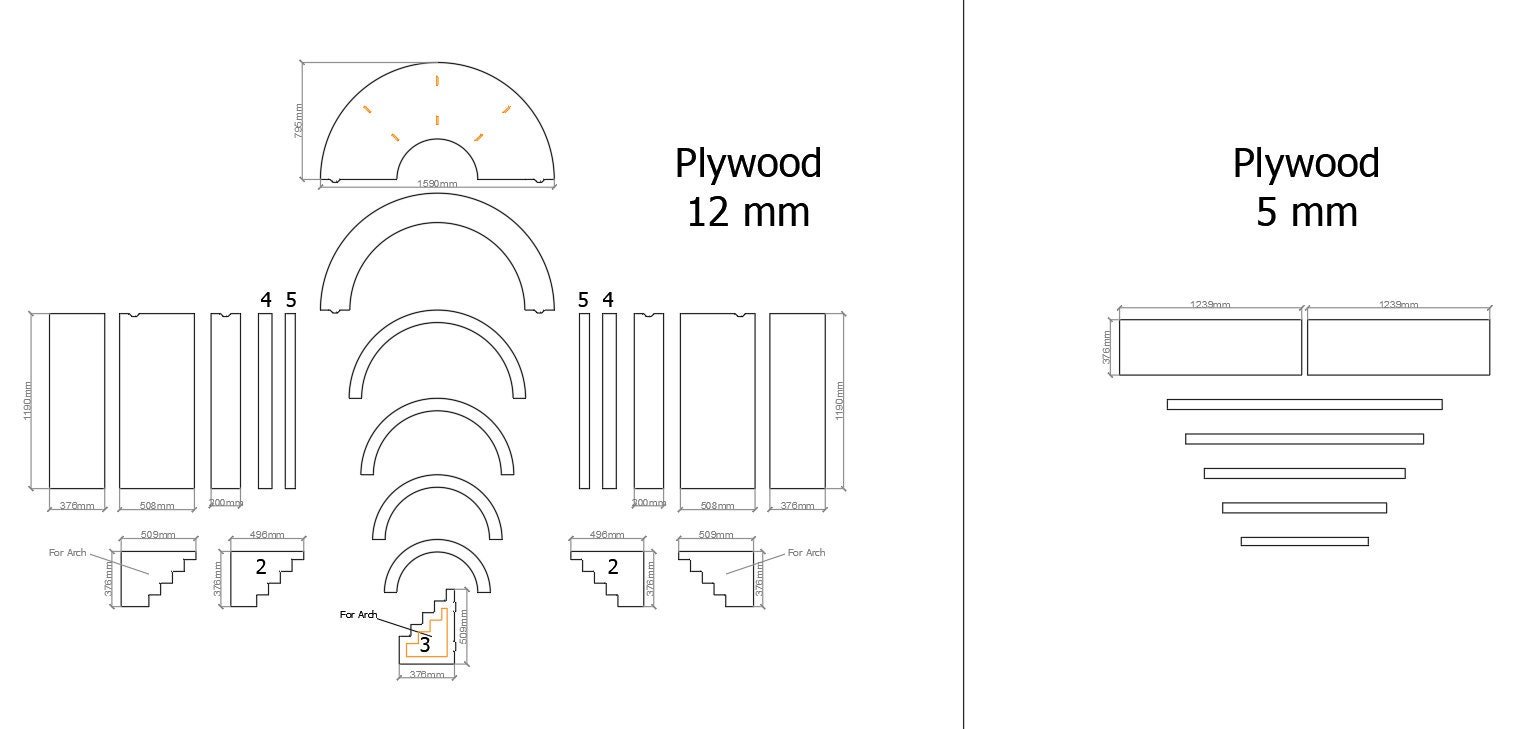 Rainbow Arch Backdrop CNC Plan: Wedding Ripple Arch DXF Template (Digital Product) - Image 9
