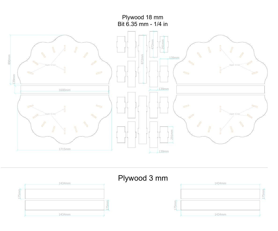 Ripple stage, Wedding Podium Stage Stand Plans, Half circle stage wedding platform, Ceremony Podium CNC plans, Decor for Party, Vector files - Image 8